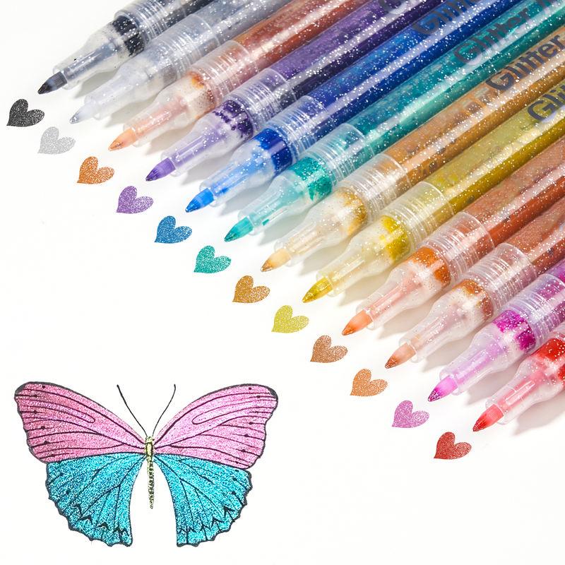 12 Sparkle Color Glitter Acrylic Paint Markers
