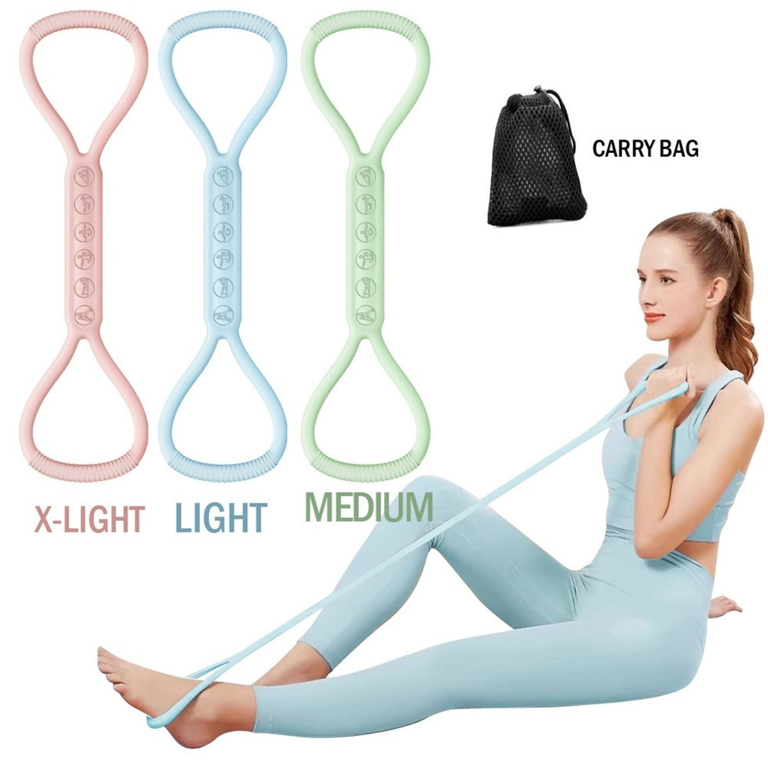 Three-Piece Figure-Eight Exercise Band Set