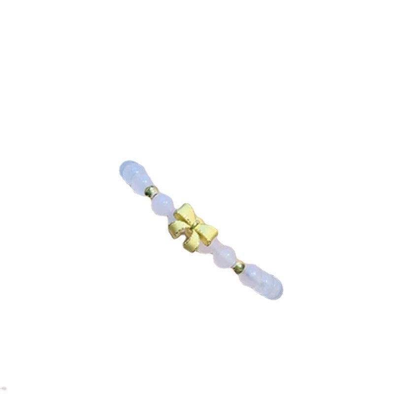 14k Gold Bow And Tian Qingyu Bracelet - Trendha