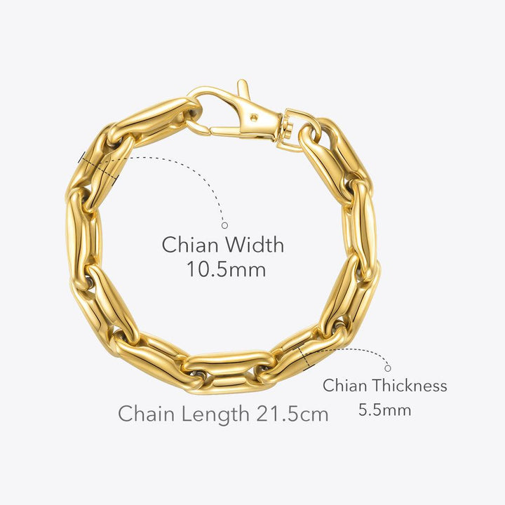18K Gold Plated Chunky Chain Lobster Buckle Bracelet - Trendha
