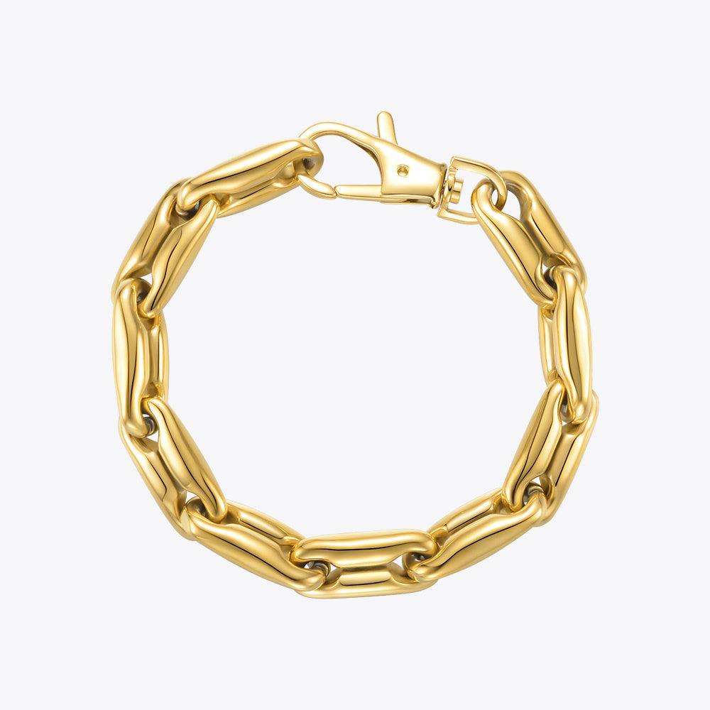 18K Gold Plated Chunky Chain Lobster Buckle Bracelet - Trendha