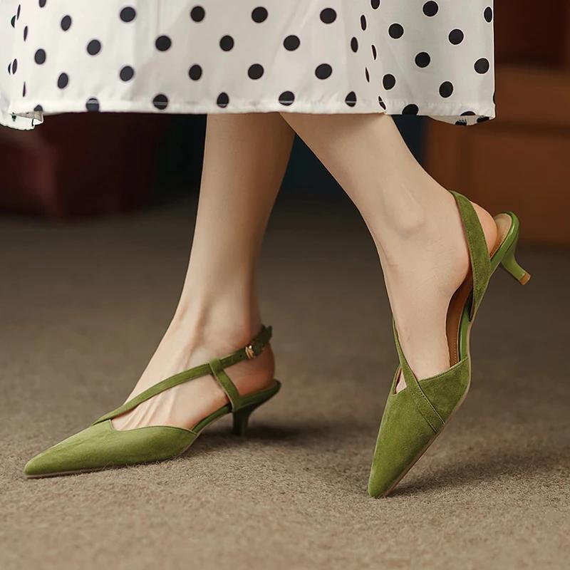 Women's Pointed-Toe Suede Slingback Shoes