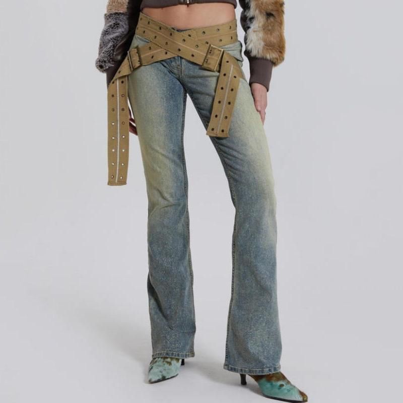 Low Waist Jeans with Canvas Belt