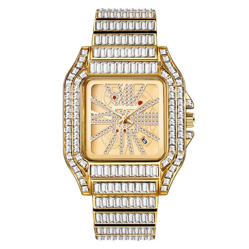 Hip Hop Full Diamond Large Dial Men's Quartz Watch - Trendha