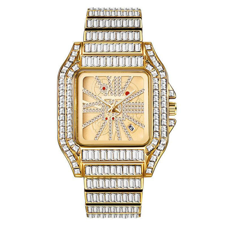 Hip Hop Full Diamond Large Dial Men's Quartz Watch - Trendha