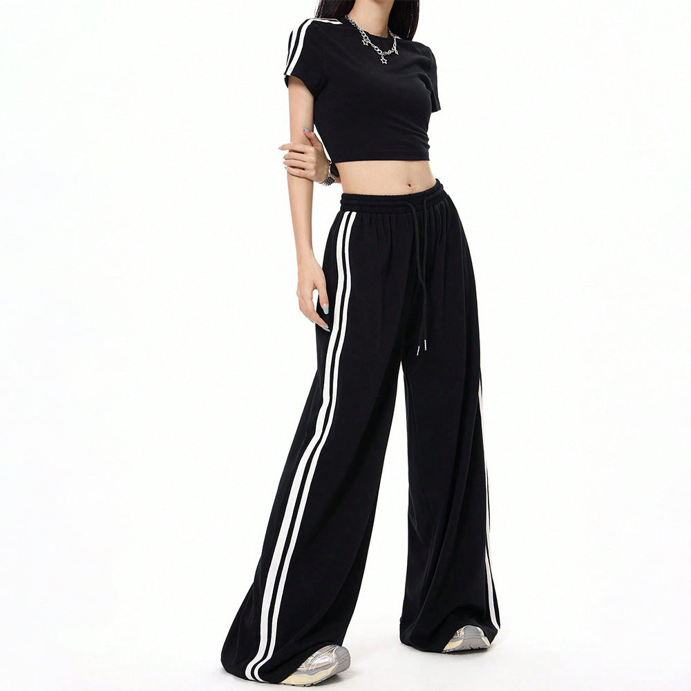 Sports Style Wide-leg Casual Pants Loose Draggle-tail Trousers