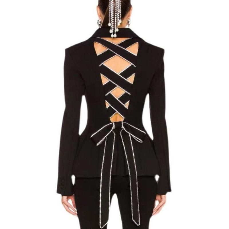 Embellished Cut-Out Bow-Tie Women's Blazer