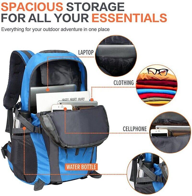 40L Waterproof Large Bag Backpack Camping Hiking Walking Outdoor Travel Rucksack Random Color - Trendha