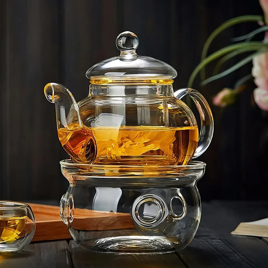 Filterable Heat-resistant Glass Flower Tea Pot
