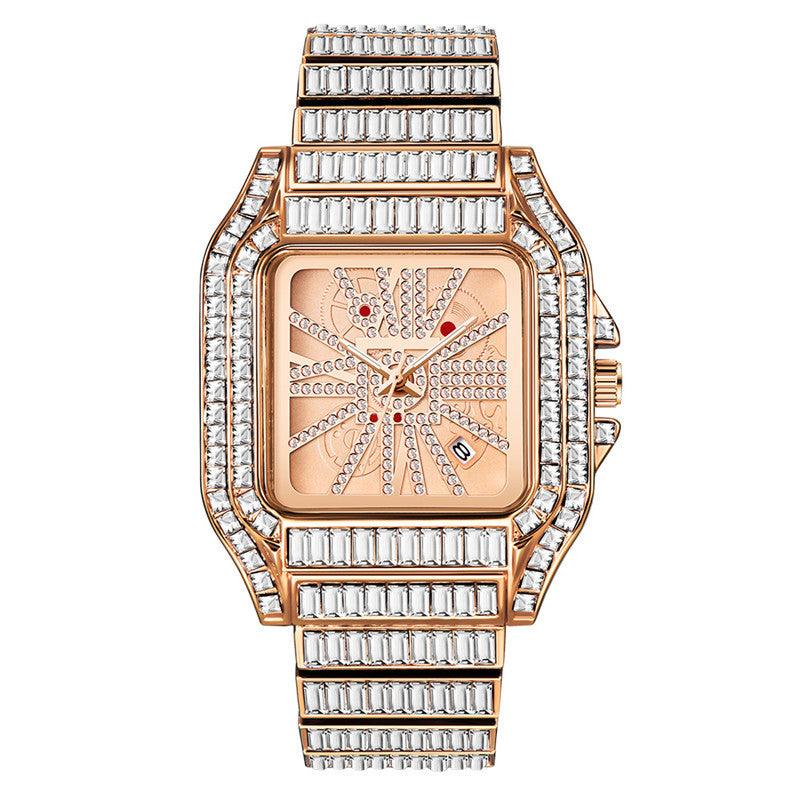 Hip Hop Full Diamond Large Dial Men's Quartz Watch - Trendha