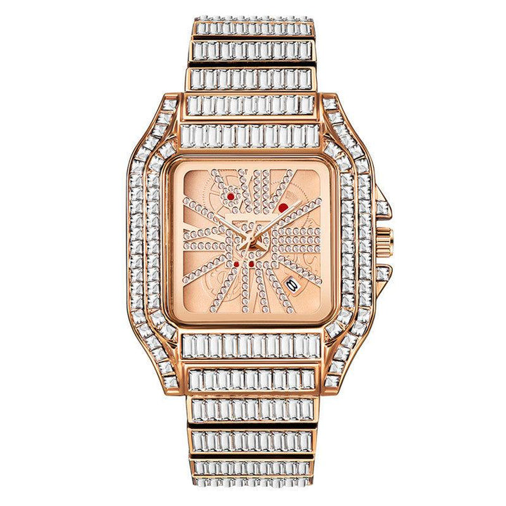 Hip Hop Full Diamond Large Dial Men's Quartz Watch - Trendha