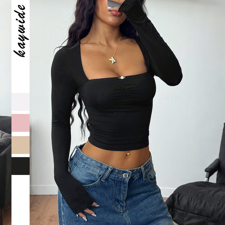 Women's Solid Color Long-sleeved Bottoming Shirt T-shirt