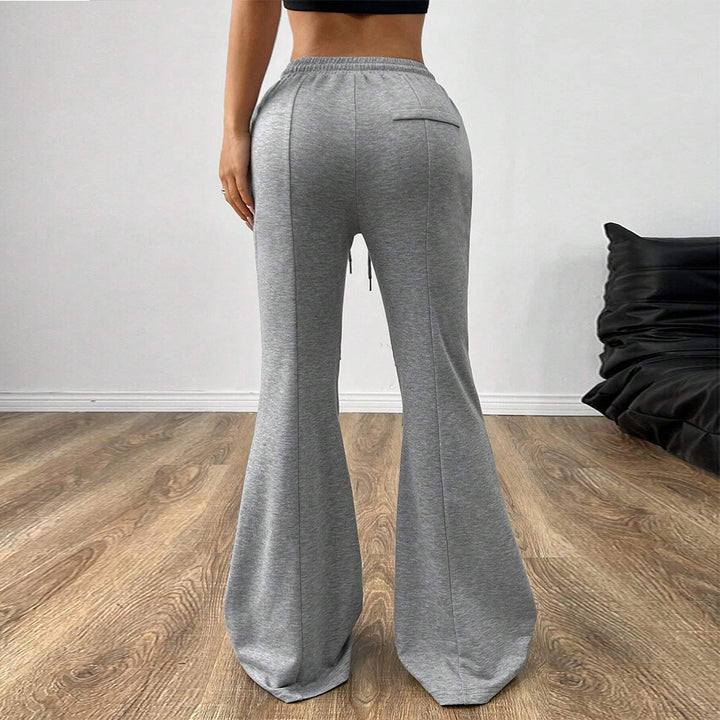 Simple Casual Pants Drawstring Elastic Waist Wide Leg Trousers