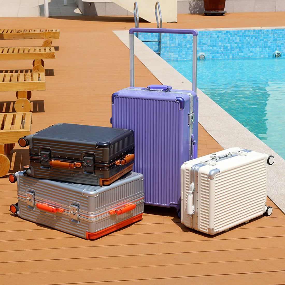 Wide Handle Trolley Suitcase with Aluminum Frame