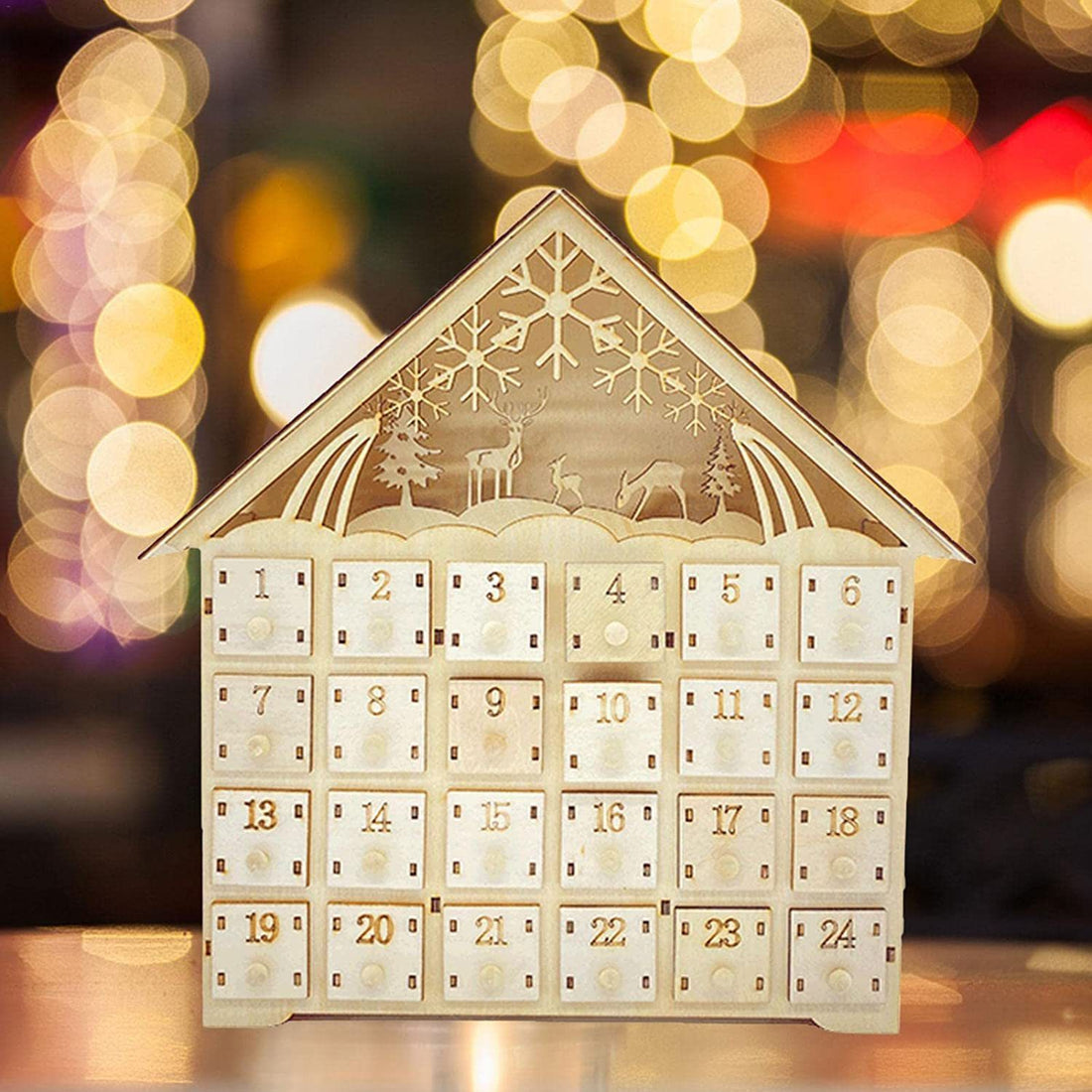 Wooden 24-Drawer House-Shaped Advent Calendar