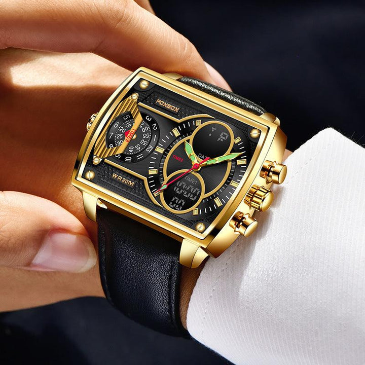 Quartz Electronic Dual Display Multi-function Square - Trendha