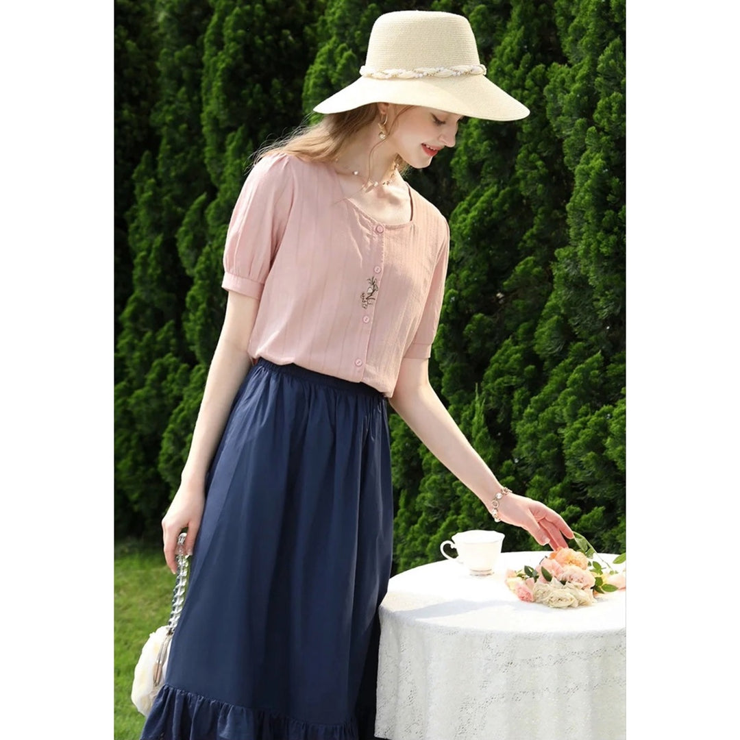 Autumn Fresh Embroidered Cotton Shirt