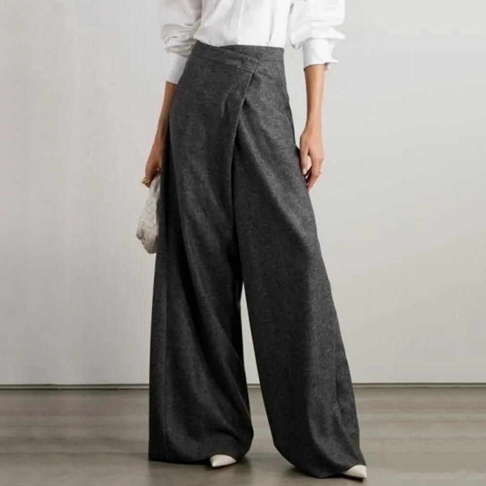 Women's High-Waist Cotton-Blend Wide-Leg Pants