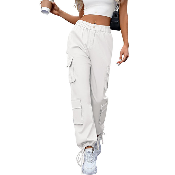 Women's High Waist Pocket Loose Casual Working Pants Straight-leg Pants