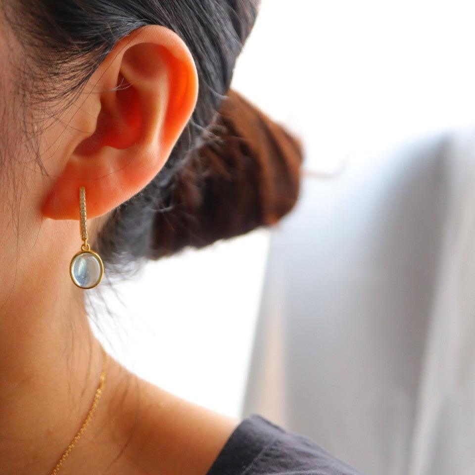 925 Silver Body Earrings Natural Sea Blue Treasure