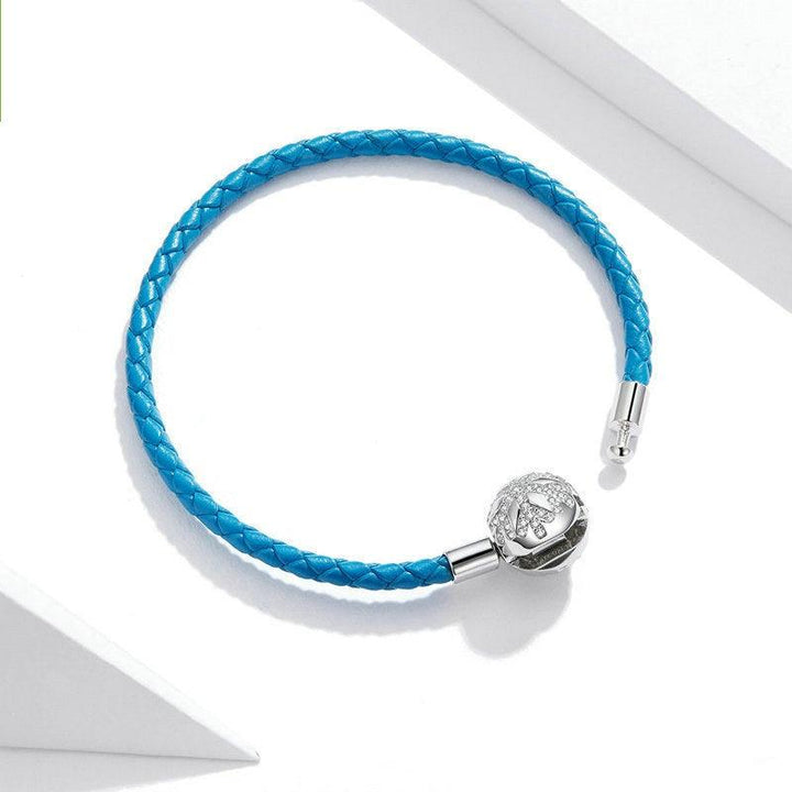 925 Silver Braided Blue Leather Rope Basic Single Chain - Trendha