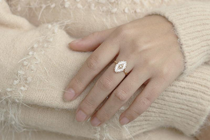 925 Silver Inlay Natural Dish Shell Zircon Ring For Women - Trendha