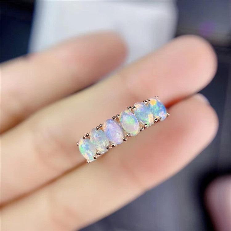 925 Silver Natural Opal Ring - Trendha