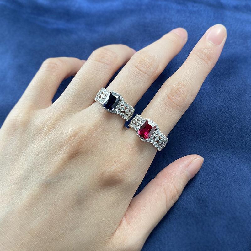 925 Silver Ring Inlaid Gem