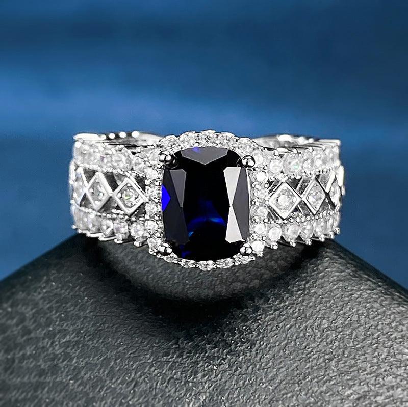 925 Silver Ring Inlaid Gem - Trendha