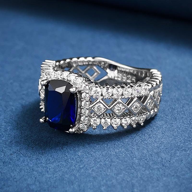 925 Silver Ring Inlaid Gem - Trendha