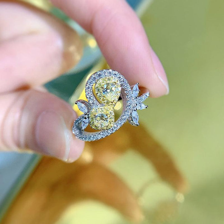 925 Silver Simple Yellow Diamond Ring Fashion - Trendha
