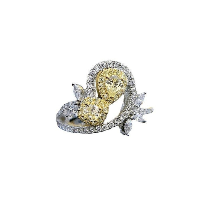 925 Silver Simple Yellow Diamond Ring Fashion - Trendha