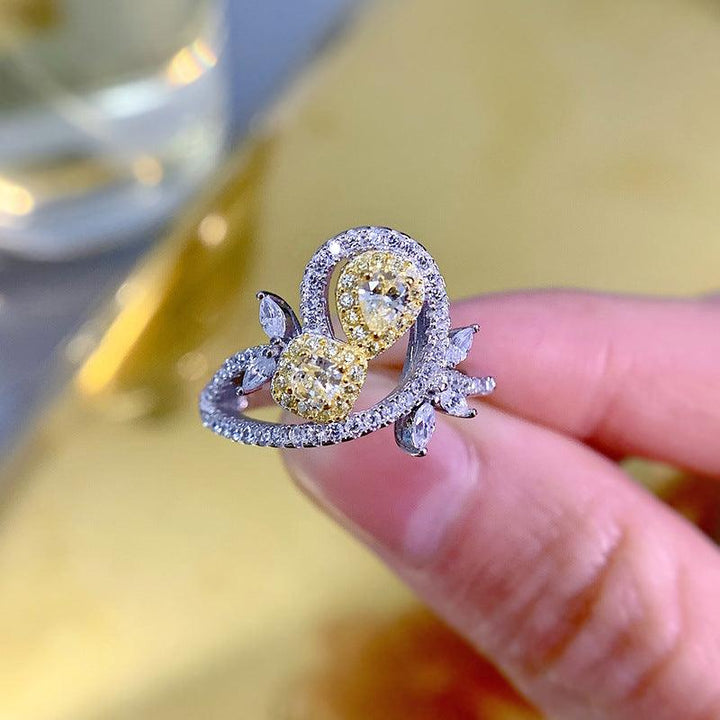 925 Silver Simple Yellow Diamond Ring Fashion - Trendha