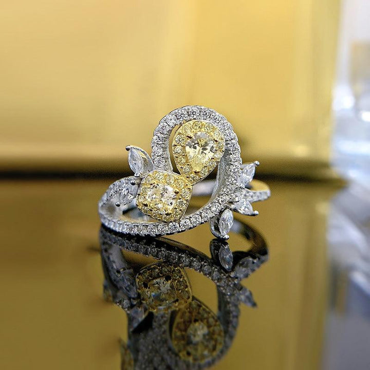 925 Silver Simple Yellow Diamond Ring Fashion - Trendha