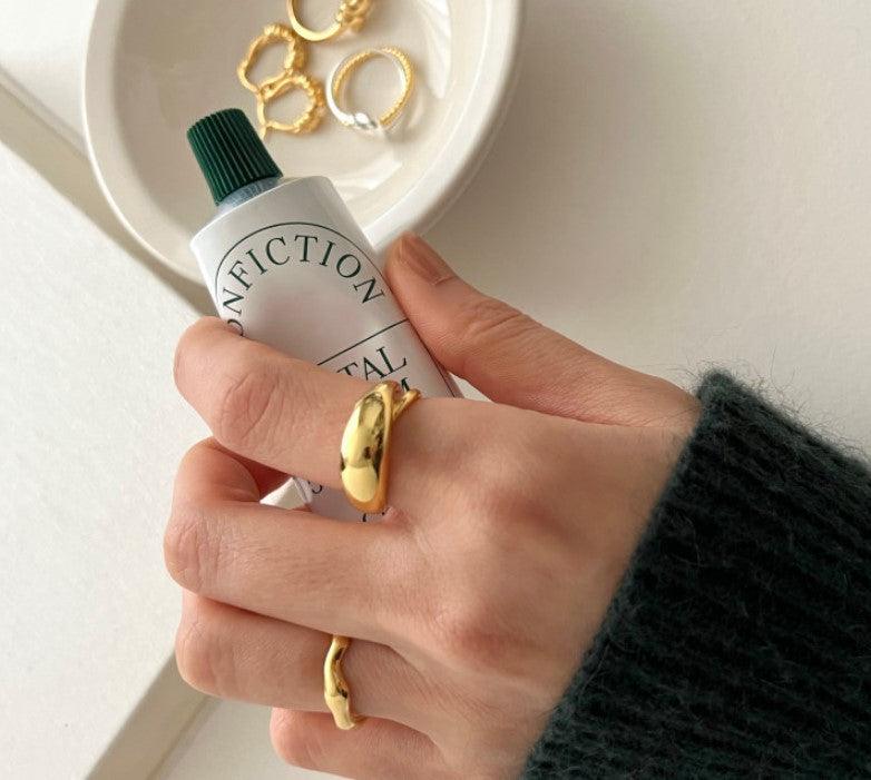 925 Sterling Silver Large Curved Ring - Trendha