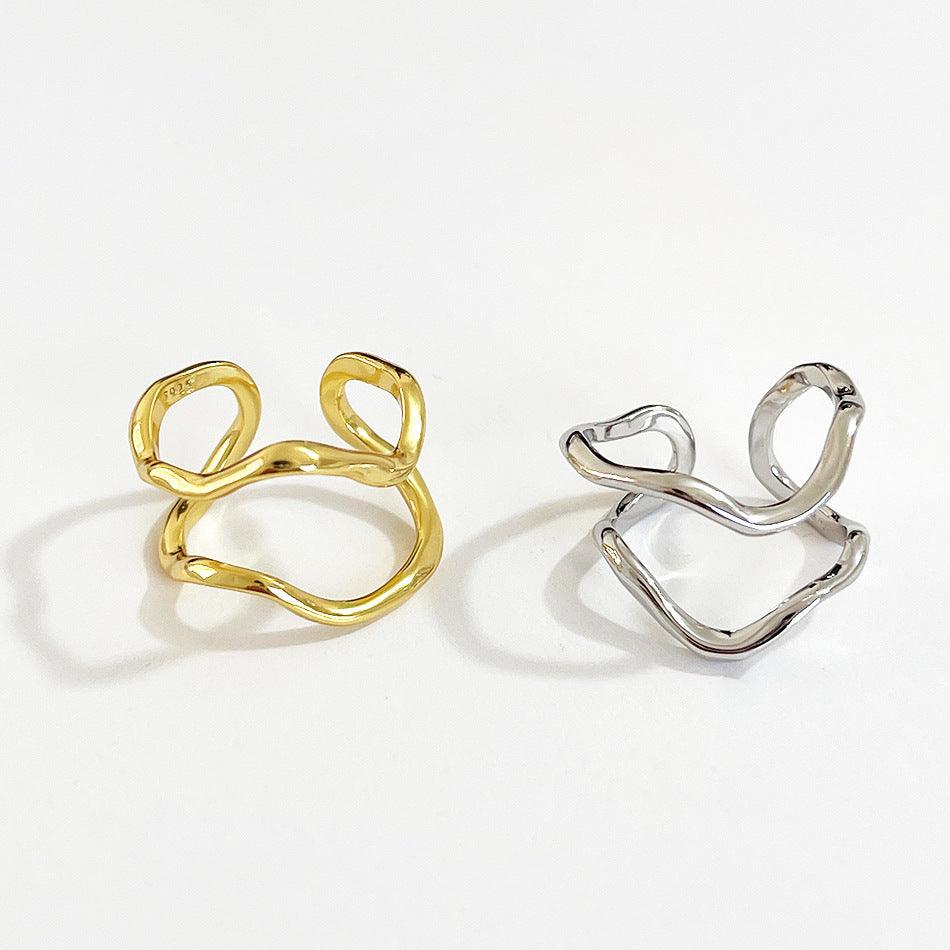 925 Sterling Silver Ring Hollowed Out Accessory Opening - Trendha