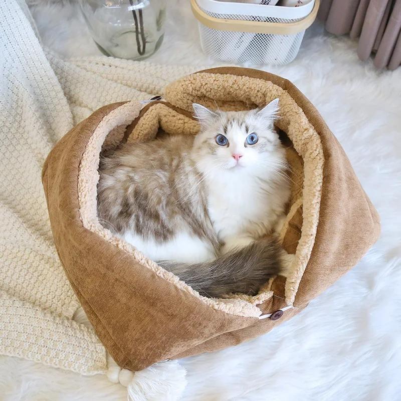Plush Cat Bed with Removable Cover