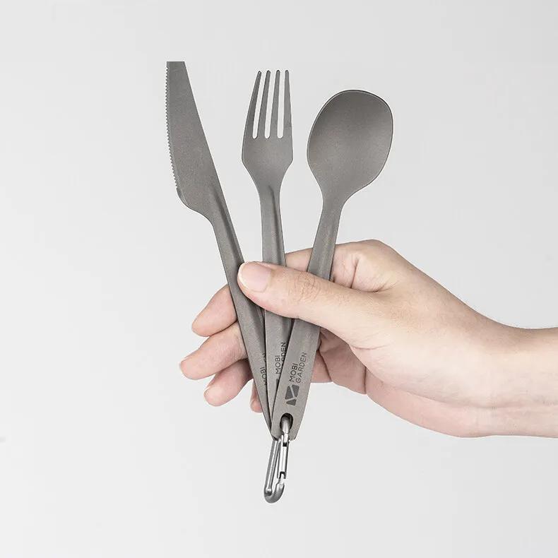 Ultra-Light Titanium Camping Fork and Spoon Set