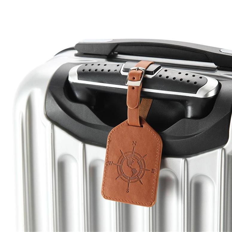 Compass PU Leather Luggage Tag
