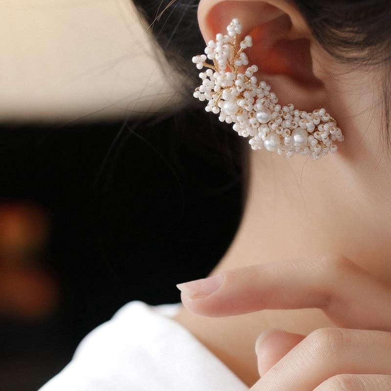 Floral Pearl-Style Clip-On Earrings