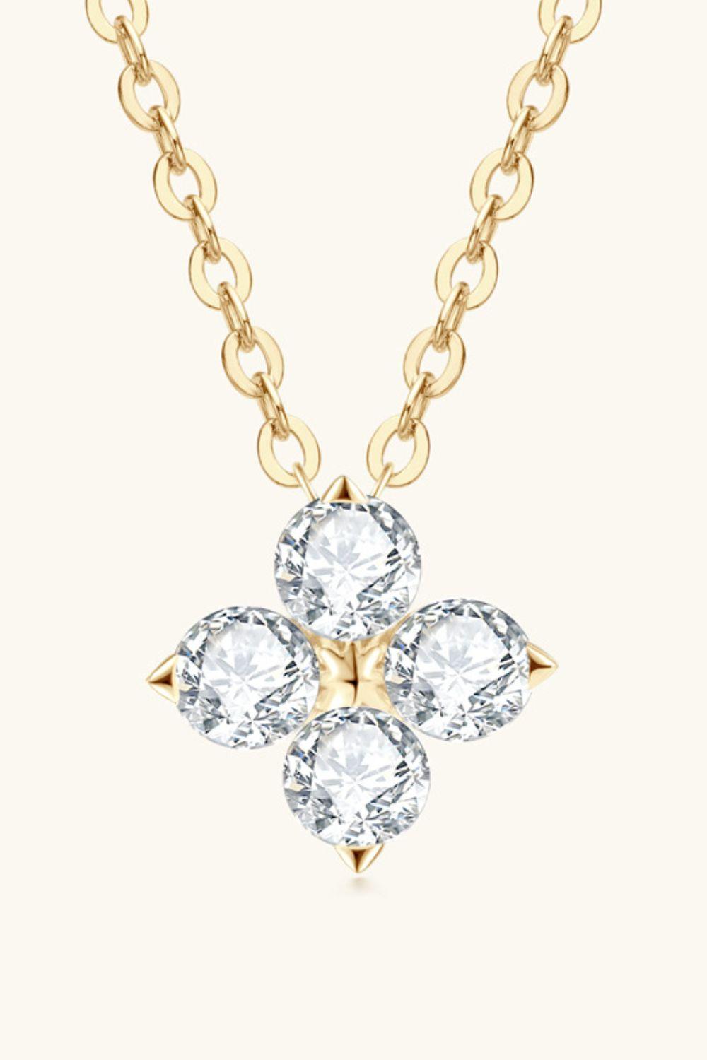 Moissanite Four Leaf Clover Pendant Necklace - Trendha