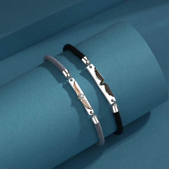 Angel Wings Sterling Silver 925 Couple Bracelet For Men And Women - Trendha