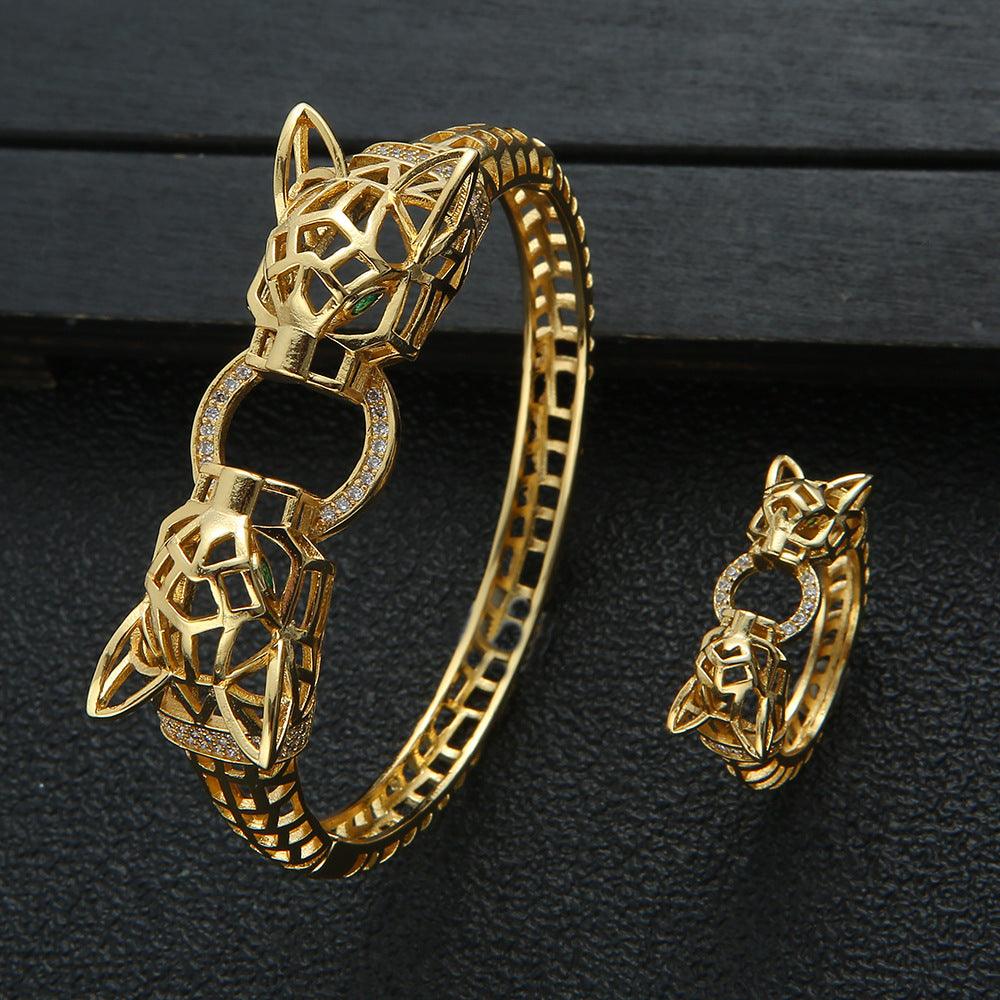 Animal Head Bite Ring Inset Zircon Bracelet Animal Ring