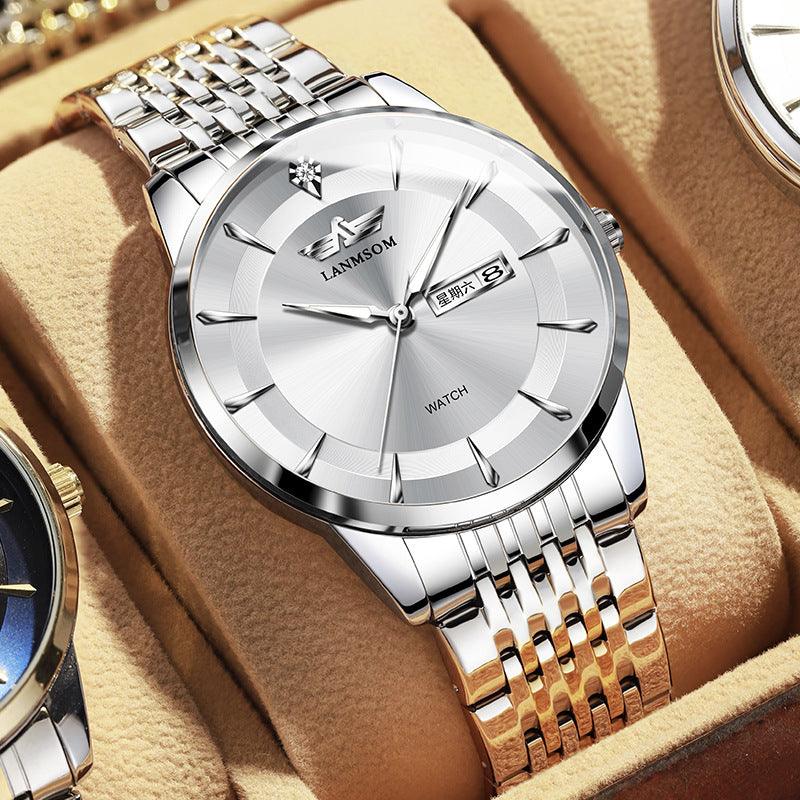 Quartz Watch Diamond Water-Resistant Calendar Men