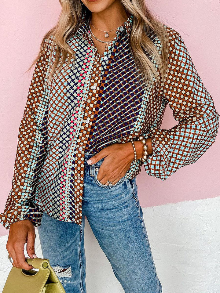 Autumn New Loose Printed Shirt European And American Leisure Commuter's All-matching Button Long Sleeve - Trendha