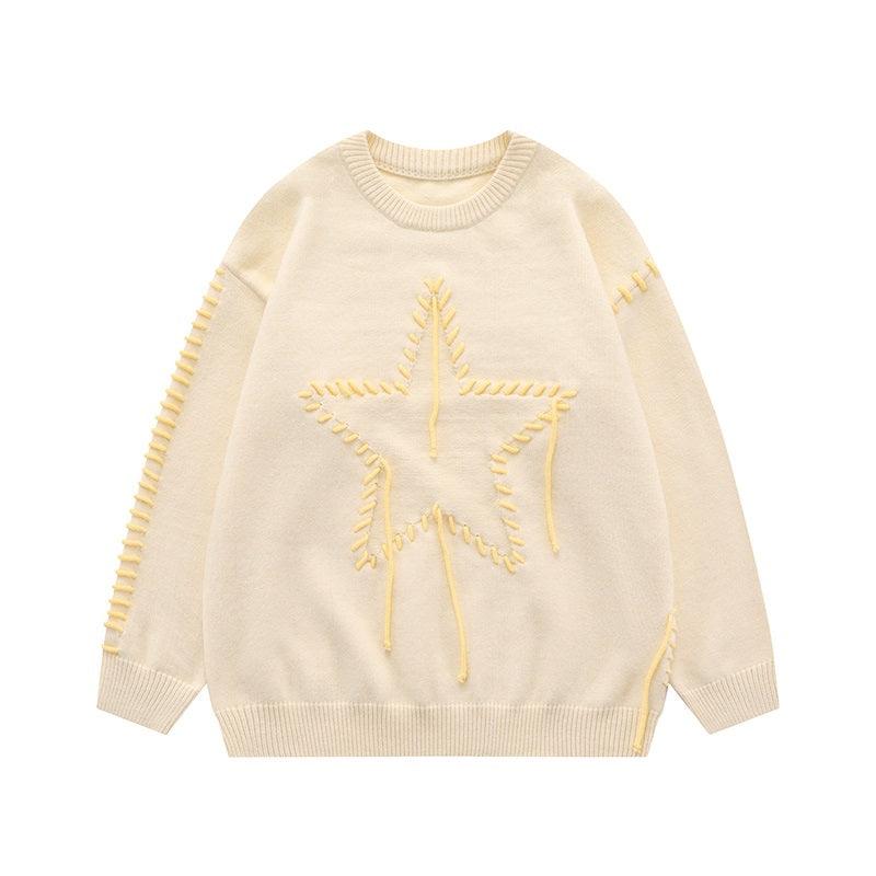 Autumn New Star Design Knitted Men's And Women's Round Neck Sweater - Trendha