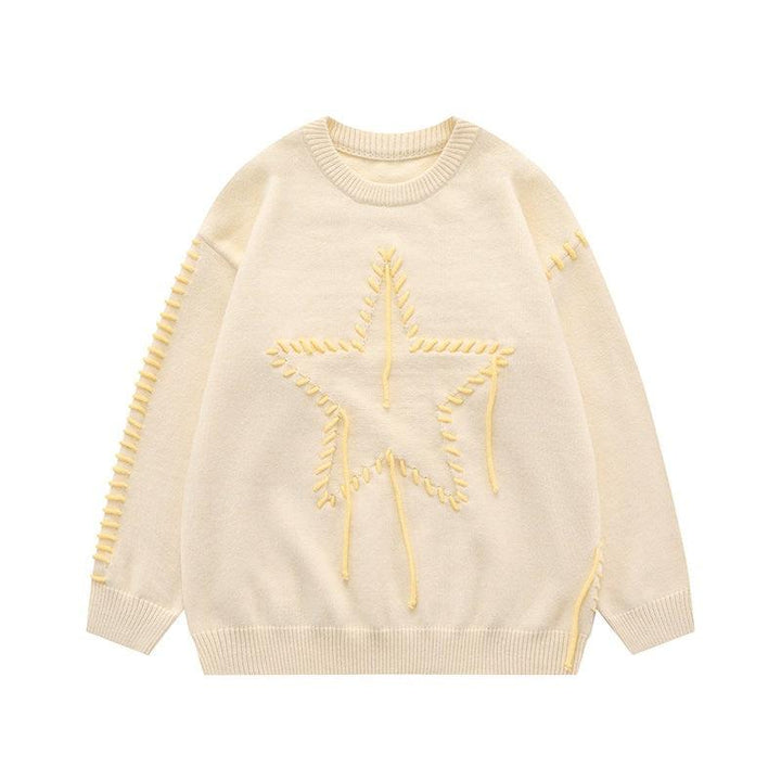 Autumn New Star Design Knitted Men's And Women's Round Neck Sweater - Trendha