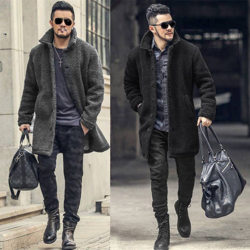 Men's Mid-Length Coat with Cotton Lining