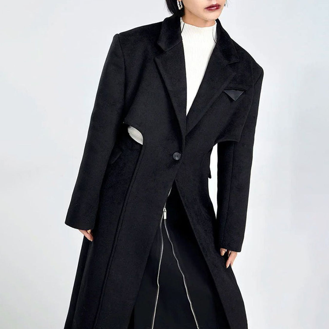 Cotton-Polyester Overcoat with Waist Cut-Out