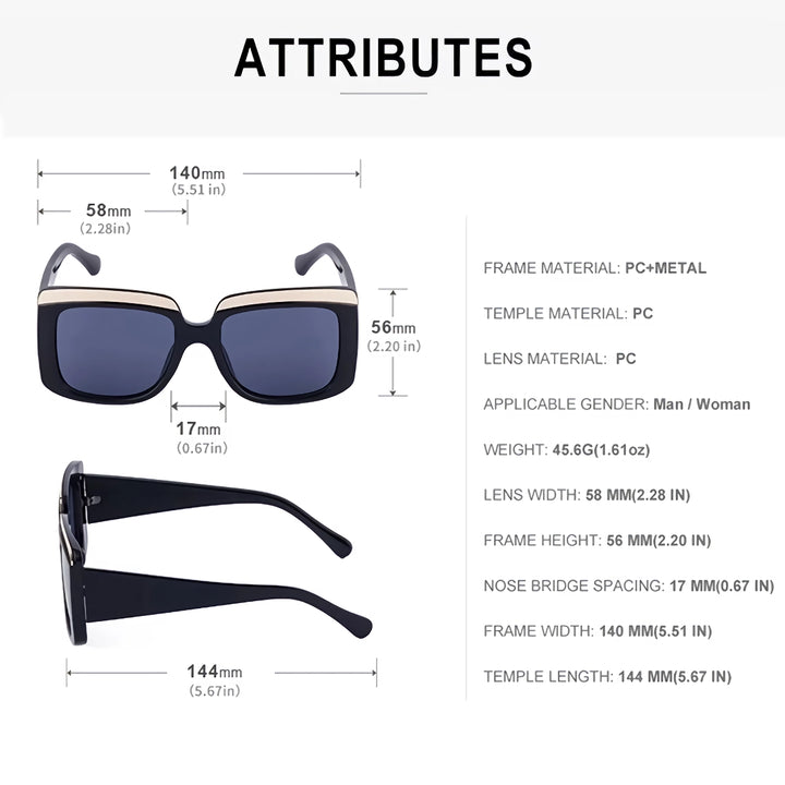 Luxury Oversized Square Sunglasses with UV400 Protection